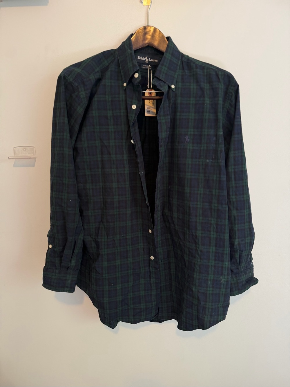 Ralph Lauren Women’s Green & Navy Plaid Button-Down Shirt